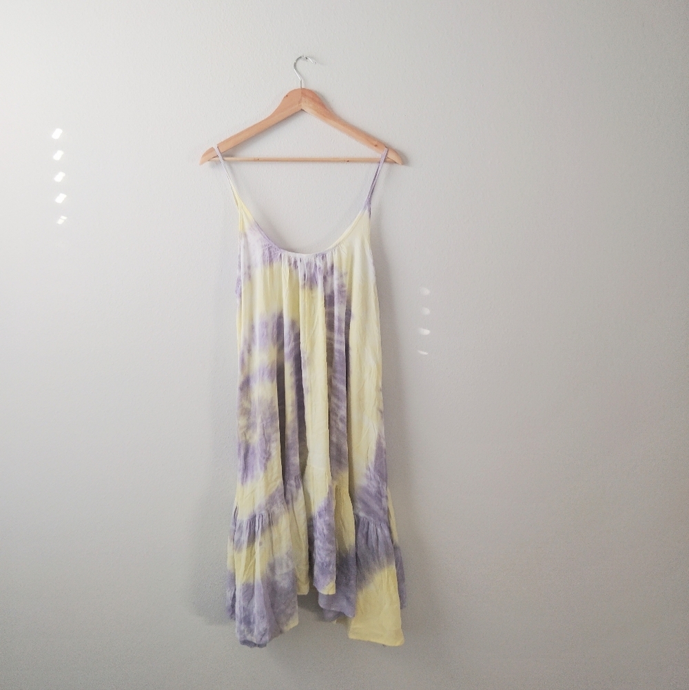 Mavonie Tie-Dye Midi Dress in Purple and Yellow - Picture 5 of 5